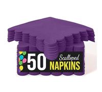 Party Solids Servilletas festoneadas moradas desechables, 50 unidades, 2 capas, papel festoneado de 4.5 x 4.5 pulgadas, plegadas, para uso diario, fiestas de cóctel y suministros de fiesta