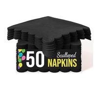 Party Solids Servilletas festoneadas negras desechables, 50 unidades, 2 capas, papel festoneado negro, 11.4 x 11.4 cm, plegadas, para uso diario, fiestas de cóctel y suministros de fiesta