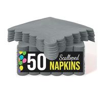 Party Solids Servilletas festoneadas plateadas, desechables, 50 unidades, 2 capas, papel festoneado plateado, 4.5 x 4.5 pulgadas, plegadas, para uso diario, fiestas de cóctel y suministros de fiesta