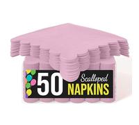 Party Solids Servilletas festoneadas rosadas desechables, 50 unidades, 2 capas, papel festoneado rosa, 4.5 x 4.5 pulgadas, plegadas, para uso diario, fiestas de cóctel y suministros de fiesta
