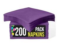 Party Solids Servilletas moradas desechables para uso diario, 200 unidades, 2 capas, color morado, servilletas de papel para fiestas y suministros de fiesta