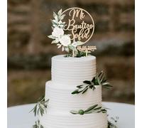 Party to Be Mi Bautizo Topper Tarta Personalizado con Nombre y Fecha Rosas Blancas Adornos Bautizo Decoración para Fiesta Comunión de Madera