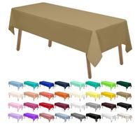 PARTY ULYJA Paquete de 2 manteles de plástico color dorado, manteles desechables sólidos de PEVA de 54 x 108 pulgadas, para barbacoa, picnic, cumpleaños, boda, banquete, fiestas, mesa rectangular de 8