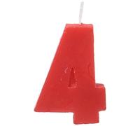 Party- Vela de cumpleaños numero 4, 5 x 3.5 cm, Color rojo (68028)