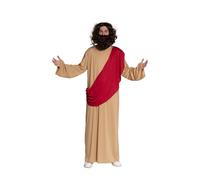 Partychimp Traje de Jesucristo para Hombre Túnica de 3 Piezas con Bufanda Cosida, Peluca y Barba Profeta Disfraz de Carnaval para Hombre Disfraces Religiosos de Halloween Biblia - Talla única