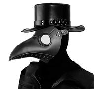 PartyCostume Doctor de la Peste Máscara Negro Cuero Nariz Larga Máscaras Steampunk Disfraz para Fiesta de Halloween Cosplay de Carnaval