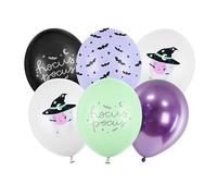 PartyDeco 6 Globos de Latex de Bruja 30 cm