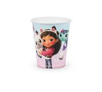 Partydeco - 6 vasos Gabby's Dollhouse de 250 ml, de papel, para fiesta de cumpleaños, fiesta de niña
