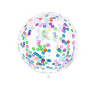 PartyDeco - Balón de látex (1 m, 1 m, color transparente con confeti, multicolor