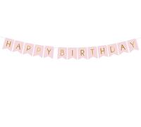 PartyDeco - Banderines de banderines rosa con texto "Happy Birthday", color dorado, 175 cm, GRL57-081J.
