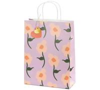 PartyDeco Bolsa de regalo con flores estampadas, bolsa de papel para el día de la madre, cumpleaños, día