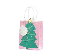 PartyDeco Bolsa de regalo de árbol de Navidad con boleto Día de Navidad Regalo Embalaje de cumpleaños Regalo de cumpleaños