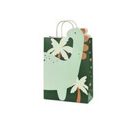 PartyDeco Bolsa de regalo verde dinosaurio palmeras 37 cm