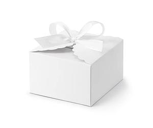PartyDeco Caja de regalo en forma de nube de papel blanco con cinta, caja de regalo para bautizo, decoración de mesa, paquete de regalo