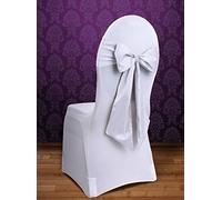 PartyDeco CF de 10 Lazos para Silla de Raso, Color Blanco, szr-008
