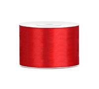 PartyDeco Cinta de raso roja de 50 mm, 25 m, para cumpleaños, Navidad, San Valentín, boda, fiesta, reunión familiar, material textil