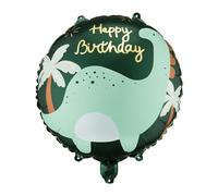 PartyDeco de globos de cumpleaños de dinosaurio de 18 pulgadas - Globo de aluminio de dinosaurio de feliz cumpleaños para fiestas infantiles, helio o relleno de aire