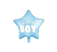 Partydeco (ENTREGAS RÁPIDAS) Globo Metalizado 18" Estrella Azul con Texto It's a Boy (Es un niño)