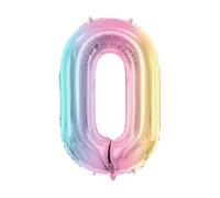 PartyDeco FB1M-0-000P - Globo de aluminio para decoración de fiesta, número 0, arcoíris, 86 cm