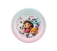 PartyDeco Gabby's Dollhouse - Juego de vajilla de 32 piezas para decoración de mesa de cumpleaños infantil o fiesta temática