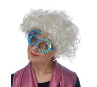 PartyDeco-Gafas con Forma de número 60", con Lunares y Rayas, Color Azul Claro Amarillo, Taglia Unica (OKR9-60)