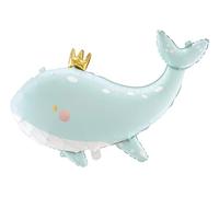 PartyDeco Globo de aluminio ballena, 93 x 60 cm, azul cielo