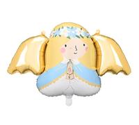 PartyDeco Globo de aluminio con forma de ángel, 77 x 45 cm, globo para helio o aire, globo grande para bautizo, comunión, confirmación, globos de aluminio para decoración de bautizos, baby shower,