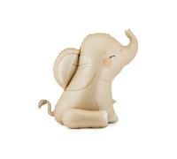 PartyDeco® Globo de aluminio con forma de elefante, 84 x 90 cm, XXL, color beige, autocierre, diseño de animales, decoración para fiestas