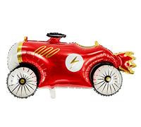 PartyDeco Globo de Aluminio Rojo con Forma de Coche de Carreras 111 x 63 cm