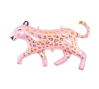 PartyDeco Globo de helio de papel leopardo rosa – para primer cumpleaños (animales del zoológico)