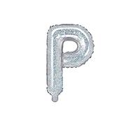 PartyDeco Globo Foil Letra P Plateado con Purpurina