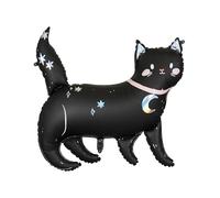 PartyDeco Globo Metalizado de Gato Negro Halloween 96x95 cm