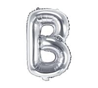 PartyDeco Globo Mylar con Forma de Letra B, Plateado, 35 cm, para cumpleaños de Adulto o niño