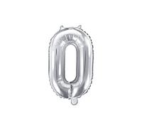 PartyDeco Globo Mylar Número 0 Plata 35 cm Cumpleaños Adulto Niño