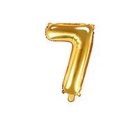 PartyDeco- Globo Mylar con forma de número 7 siete oro 35 cm cumpleaños adulto niño color FB10M-7-019