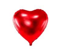 PartyDeco - Globo Mylar Foil con Forma de corazón Rojo Metalizado, 45 cm de diámetro