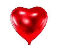 PartyDeco - Globo Mylar Foil con Forma de corazón Rojo Metalizado, diámetro 61 cm