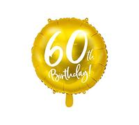 PartyDeco - Globo Mylar Foil dorado para 60º cumpleaños Ø 45 cm, color, FB24M-60-019
