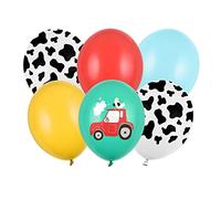 PartyDeco Globos de látex para granja, tractor de vaca, juego de globos impresos, guirnalda de globos, guirnalda de cumpleaños, baby showe