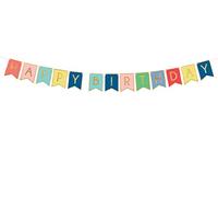 PartyDeco- Guirnalda de banderines de Colores con Texto Happy Birthday, Color Dorado, 175 cm, 56 g