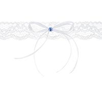 PartyDeco – Jardinera con lazo y piedra – Azul y blanco – Ancho 3,5 cm