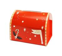 PartyDeco Juego de buzones de Navidad 22 x 13 x 14 cm, incluye papel de carta y sobres, juego de buzones de Navidad para Papá Noel, tamaño 14 x 22 x 13 cm, incluye cartas y sobres