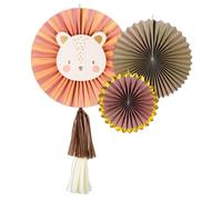 PartyDeco, Juego de rosetas decorativas de león, mezcla de colores, decoración para baby shower, cumpleaños, fiesta temática de bebé, kit de bricolaje, reutilizable