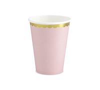 PartyDeco KPP16-081J-EU1 - Vaso de papel - Rosa con borde dorado - 220 ml (7,4 oz) - 6 unidades