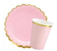 PartyDeco KPP16-081J-EU2 - Vaso de papel (220 ml, 6 unidades), color rosa con borde dorado