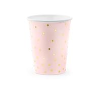 PartyDeco KPP50-081J-EU2 - Vaso de papel - rosa claro con lunares dorados - 260 ml (9,2 oz) - 6 unidades