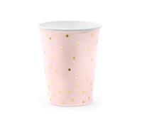 PartyDeco KPP50-081J-EU3 - Vaso de papel - rosa claro con lunares dorados - 260 ml (9,2 oz) - 6 unidades