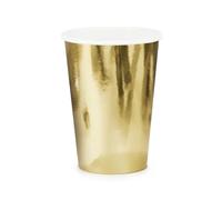PartyDeco KPP57-019ME-EU2 - Vasos de papel (220 ml, 6 unidades), color dorado brillante