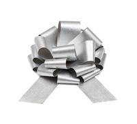 PartyDeco Lazo de regalo de 30 cm, 1 unidad, resistente a la intemperie, gran lazo decorativo, lazo decorativo para coche, decoración para Navidad, boda, cumpleaños, aniversario, plata