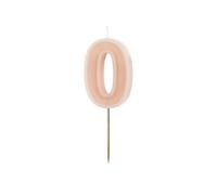 PartyDeco Número de velas #0 | 6 cm Rosa Polvo